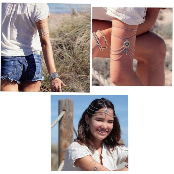 BOHEMIAN SILVER & TURQUOISE ANKLET - Picture 3 of 4